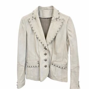 1990's Cami White Embellished Leather Jacket